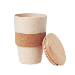 Wheat Straw Cup with Bamboo Lid & Cork Grip (420 ml)