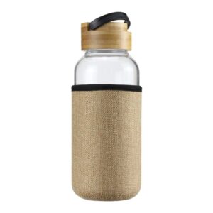 Glass Water Bottle with Bamboo Lid & Eco Sleeve (1L)