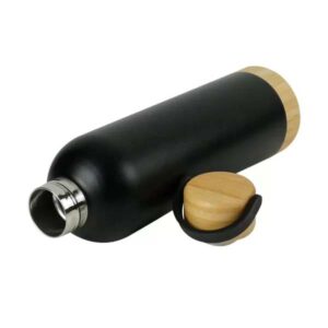 Double Wall SS Bottles with Bamboo Base & Lid 750 ml
