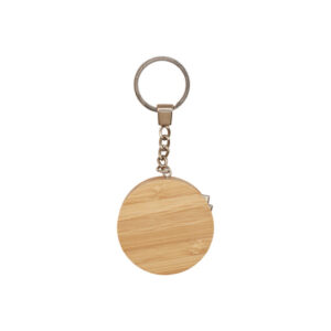 Eco-Friendly 5-in-1 Round Charging Cable Keyring Made with Bamboo & Wheat Straw