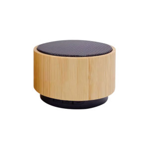 Eco-Friendly Bamboo Bluetooth Speaker with Ambient RGB Lights, SD Card Slot & Mic