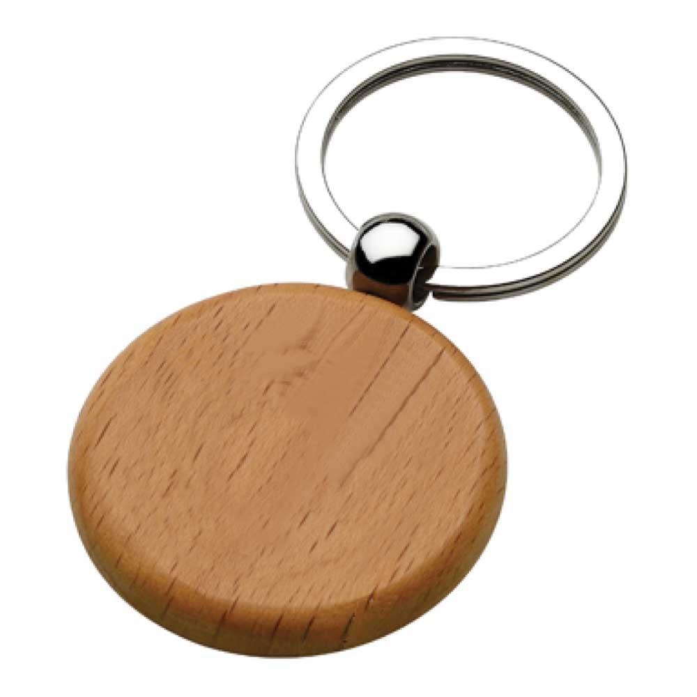 ev kc 08 round wooden keychain metal ring 1 Round Wooden Keychain with Metal Ring