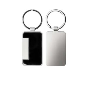 Rectangle Metal Keychain – Gun Metal Matte Plate