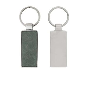 Chrome Metal Keychain with PU Leather Plate