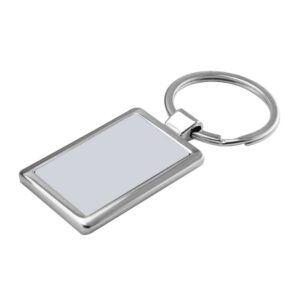 Silver Rectangular Metal Keychain – 1-Side Branding Area