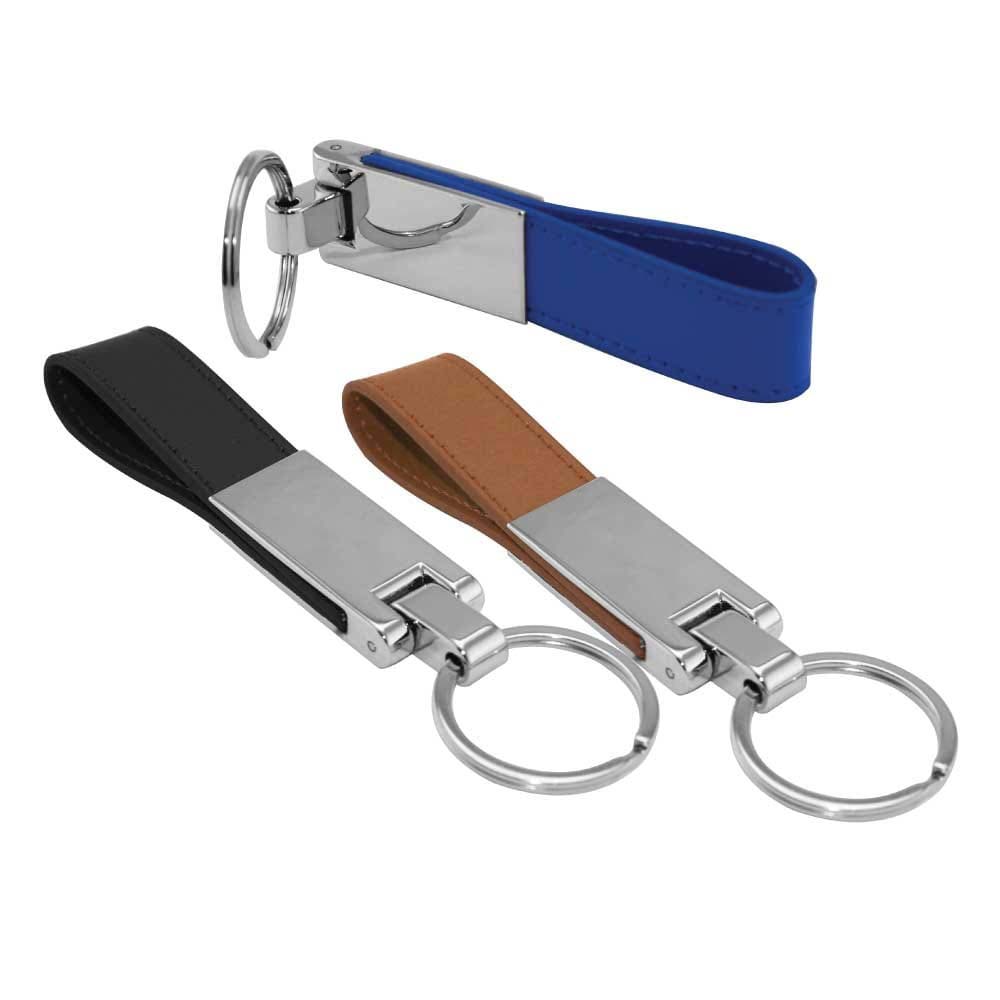 ev kc 28 metal keychain pu leather strap 1 Metal Keychain with PU Leather Strap