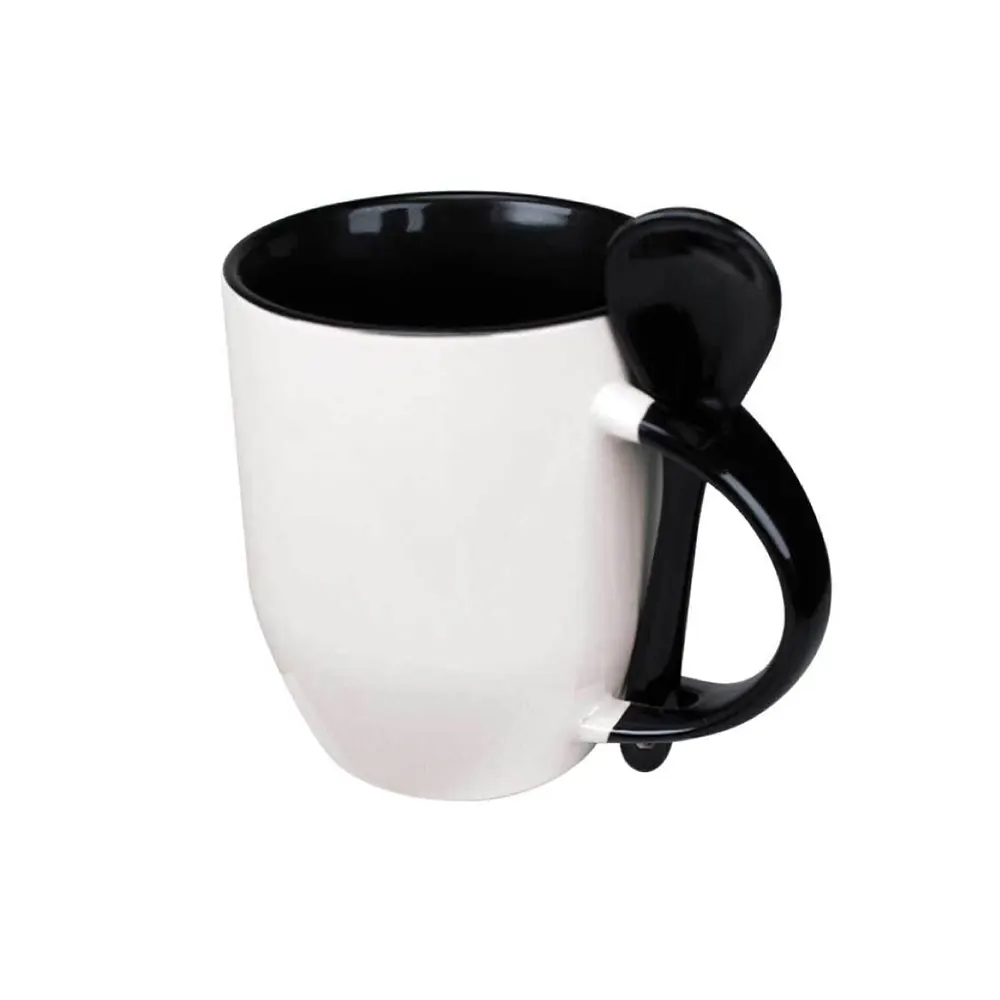 flovio two tone ceramic mug with spoon gift ready drinkware black 1 FLOVIO - Two Tone Ceramic Mug with Spoon (325ml / 11oz)