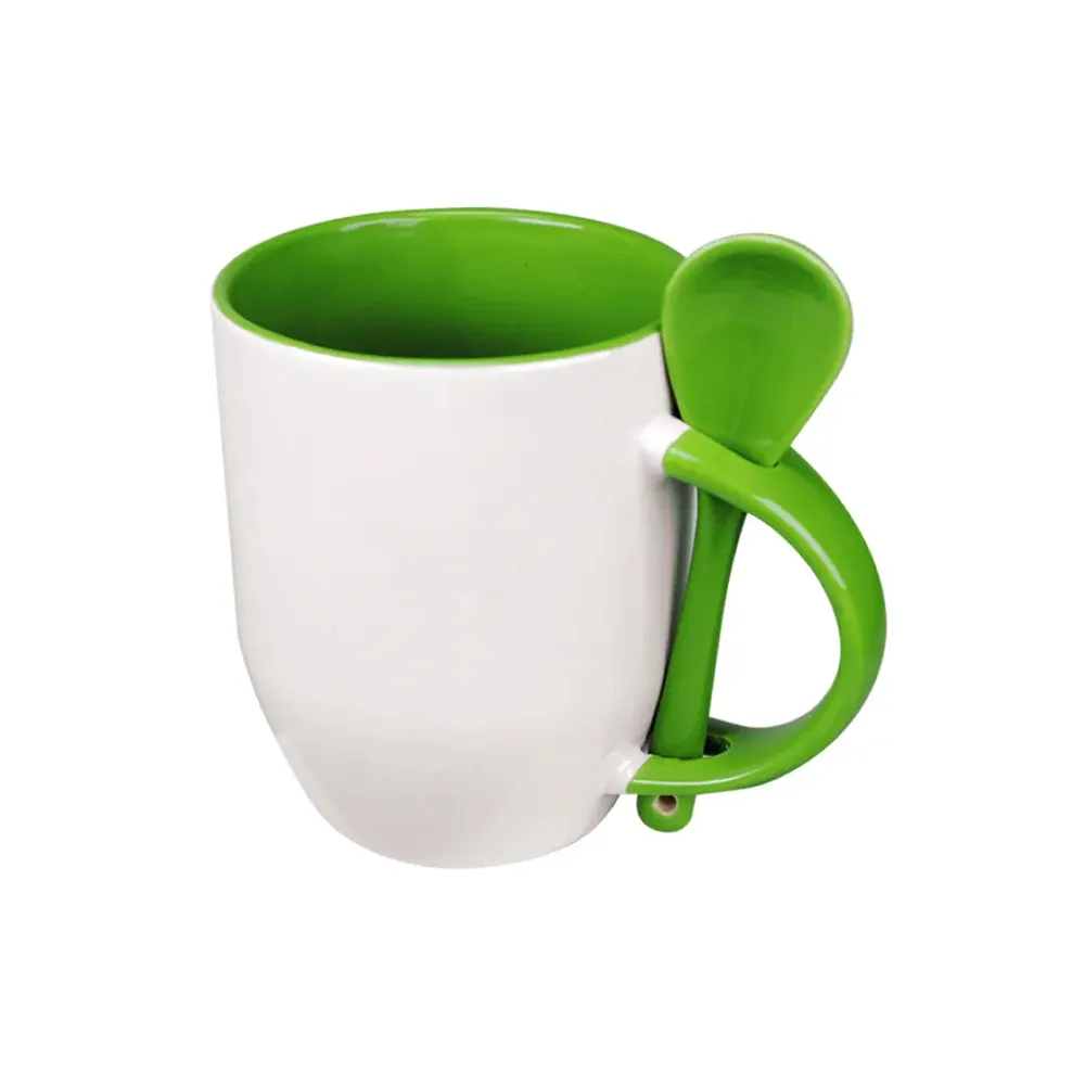 flovio two tone ceramic mug with spoon gift ready drinkware green 1 FLOVIO - Two Tone Ceramic Mug with Spoon (325ml / 11oz) - Image 4