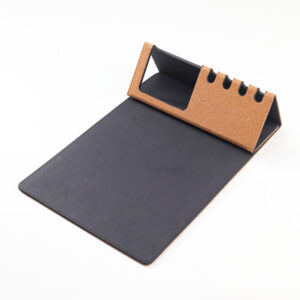 Foldable Eco-Friendly Cork & PU Mousepad with Mobile & Pen Holder
