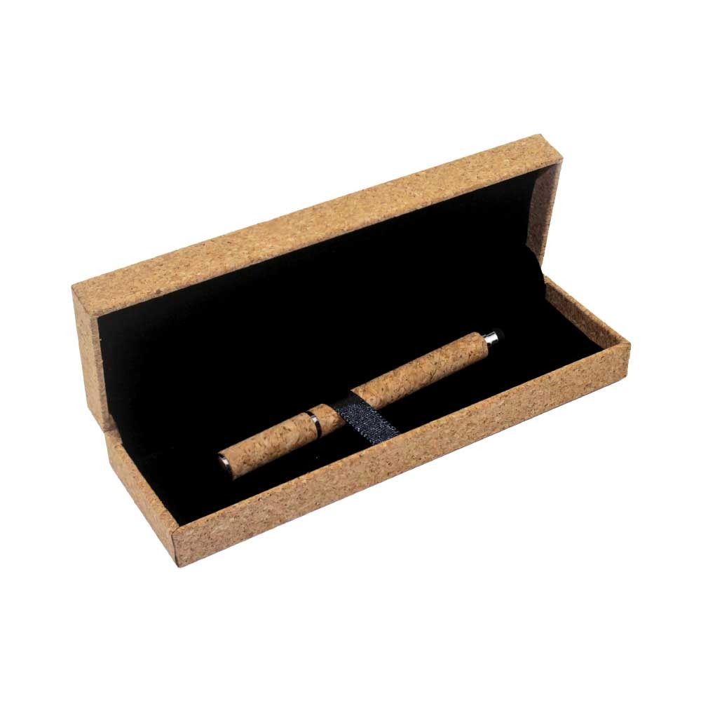gs gb 03 cork pen box velvet interior open Cork Pen Box with Velvet Interior - Image 2