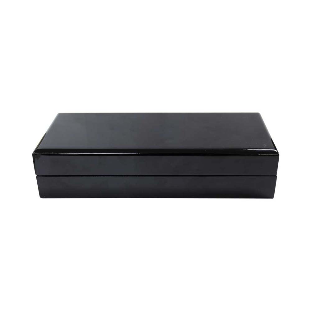 gs gb 07 glossy black hardwood pen box velvet interior main Glossy Black Hardwood Pen Box with Velvet Interior