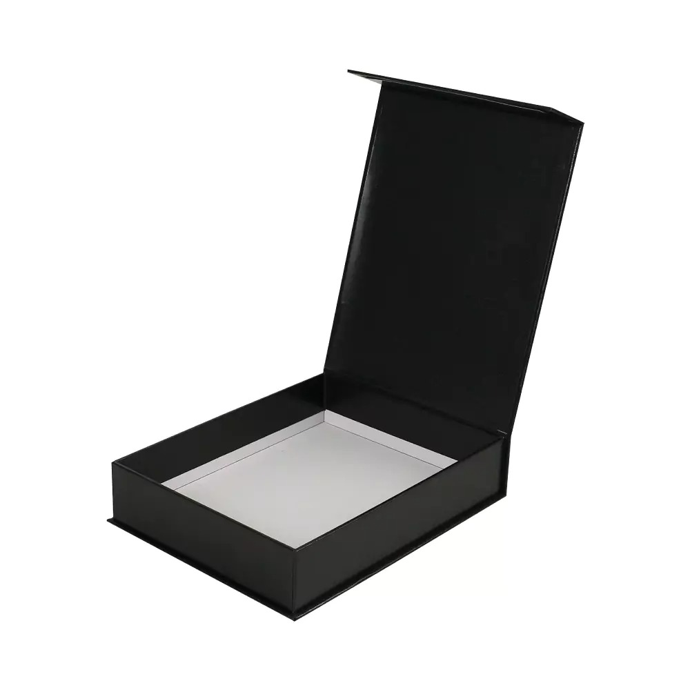 gs gb 35 a5 black cardboard gift box front flap open A5 Black Cardboard Gift Box with Front Flap - Image 2