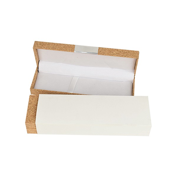 gs gb 66 cork hinged pen box branding area open Cork Pen Box (1 Pen) - Image 2