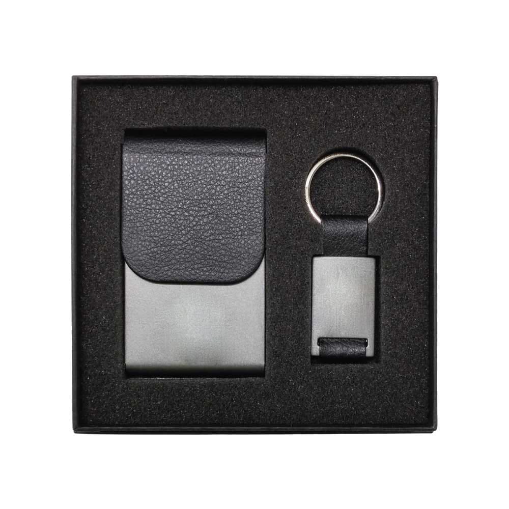 gs set2 06 business card holder keychain gift set black box main 2 Piece Business Card Holder & Keychain Gift Set in Black Box