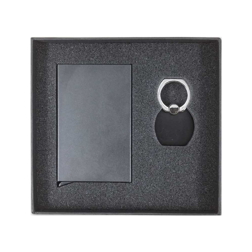 gs set2 07 rfid card holder phone ring gift set black box main 2 Piece RFID Card Holder & Phone Ring Gift Set in Black Box
