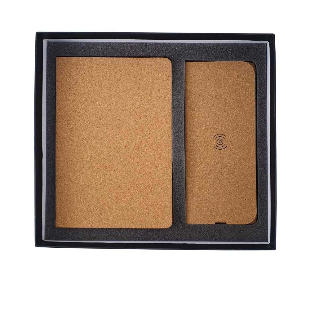 gs set2 10 cork notebook wireless charger mousepad set open 2 Piece Cork Notebook & Wireless Charger Mousepad Set - Image 3