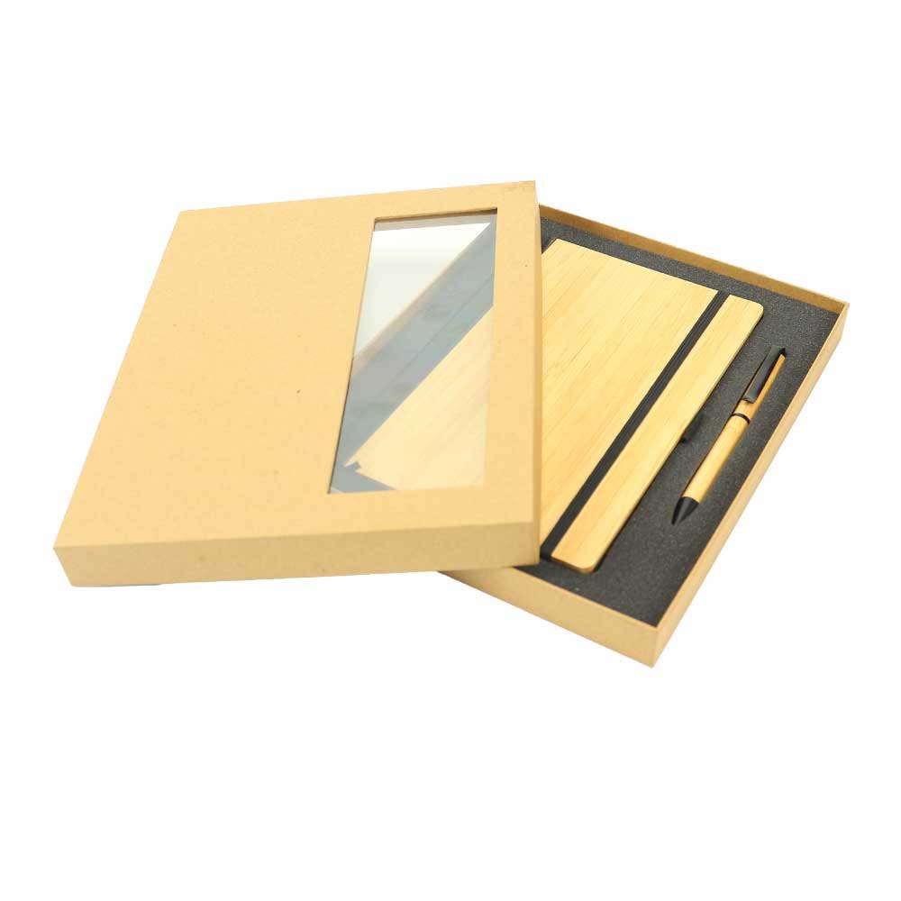 gs set2 14 bamboo journal pen set window box open Bamboo Journal & Pen Set with Window Box - Image 4