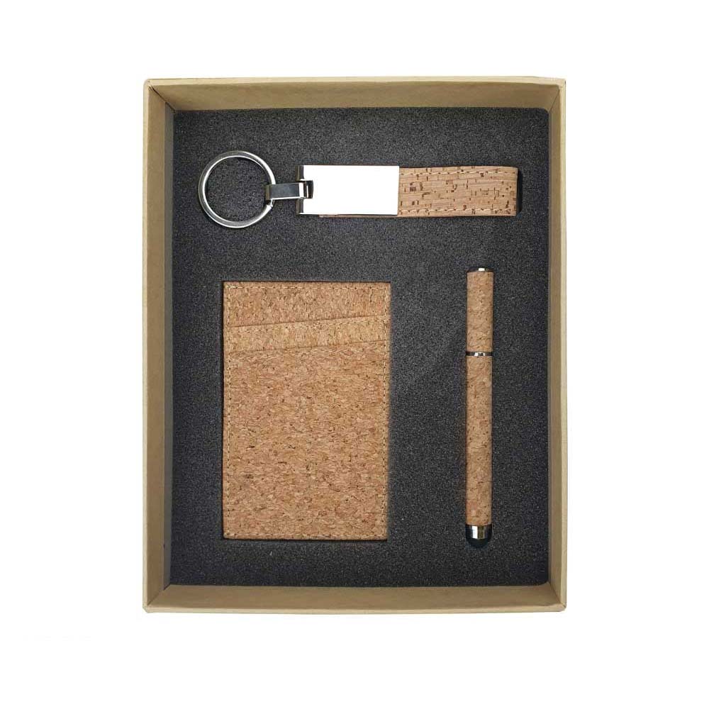 gs set3 04 3 piece cork pen keychain rfid card holder set open 3-Piece Cork Pen, Keychain & RFID Card Holder Set - Image 2