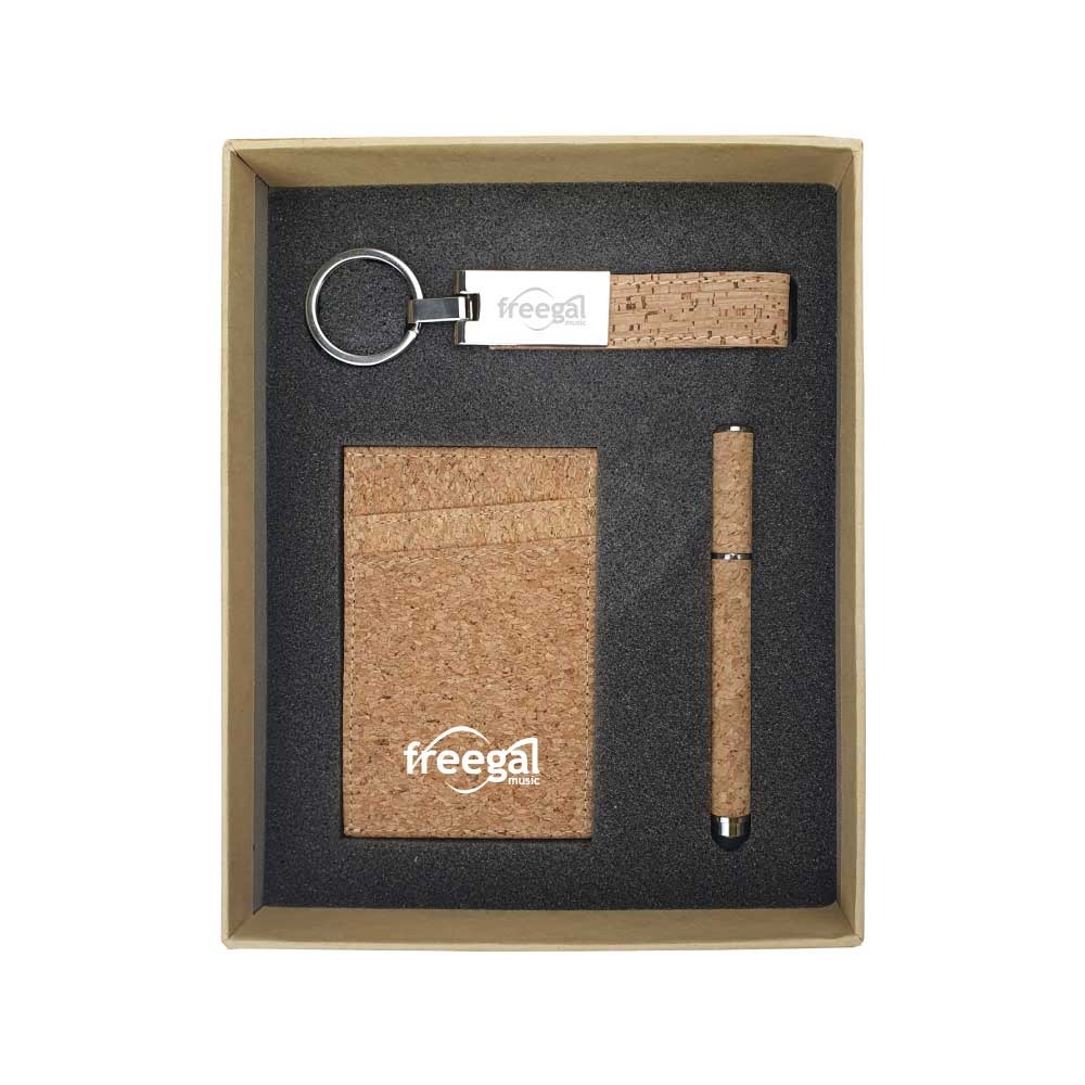 gs set3 04 3 piece cork pen keychain rfid card holder set printed 3-Piece Cork Pen, Keychain & RFID Card Holder Set - Image 3