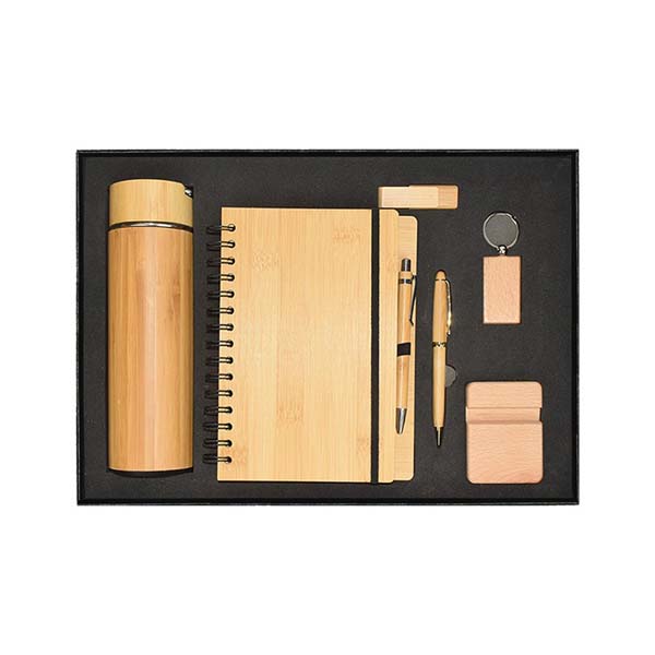 gs set6 05 eco office gift set wooden usb wooden pen bamboo drinkware open Eco-Friendly Office Gift Set (Large Top Gift Box) - Image 2