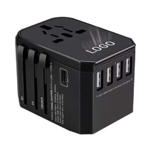 Light Up Logo Type-C + 4 USB Port Universal Travel Adapter