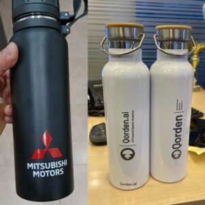 logo water bottles Branded water bottles with printed logo in black and white