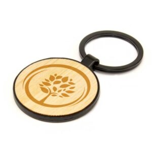 Metal Keychain with Bamboo