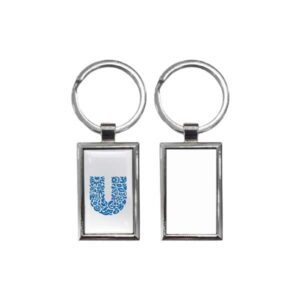 Metal Rectangle Keychain with Chrome Finish