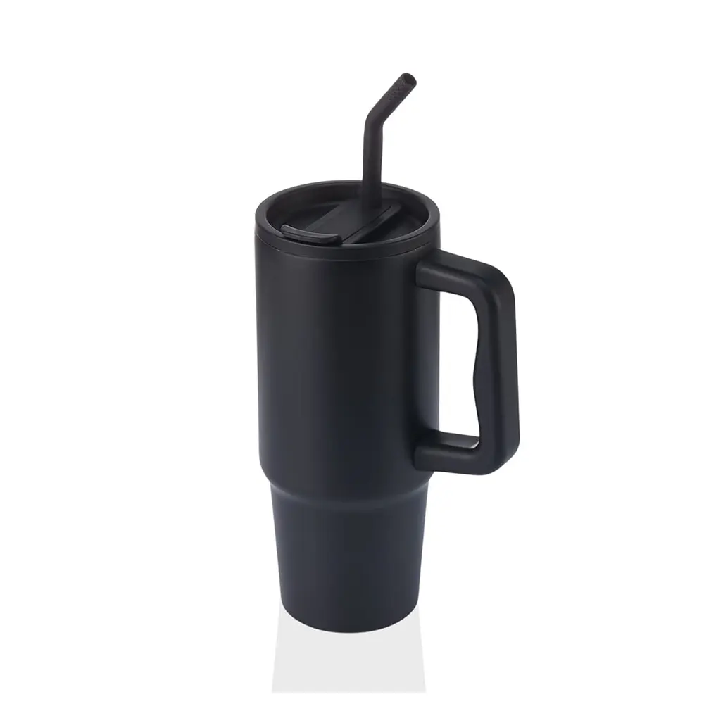 mettro recycled stainless steel insulated tumbler with rotating lid handle black 1 METTRO - Recycled Stainless Steel Insulated Tumbler with Rotating Lid & Handle (900ml)