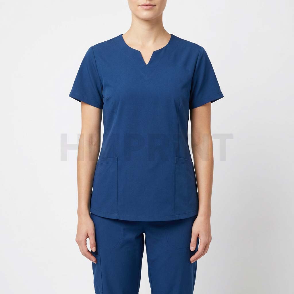 ms 11 womens navy notch neck scrub top with pockets Women's Navy Notch-Neck Scrub Top with Pockets