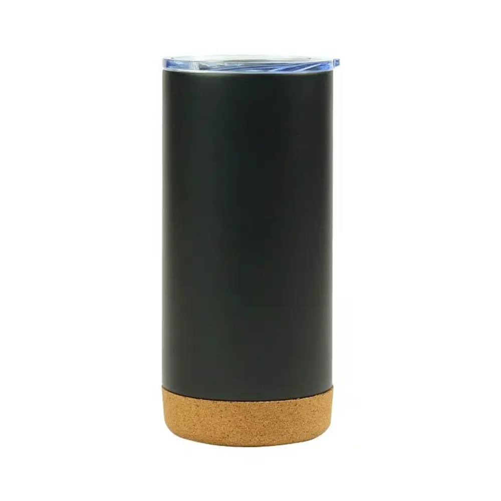muglo vacuum insulated travel tumbler with cork base clear lid black 1 MUGLO - Vacuum Insulated Travel Tumbler with Cork Base & Clear Lid (450ml)