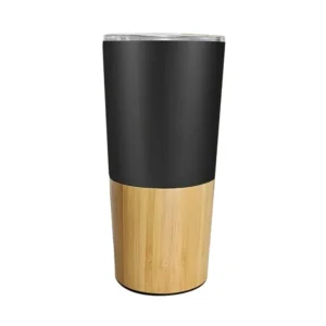 MUGO – Bamboo Accent Vacuum Travel Tumbler with Clear Lid (450ml)