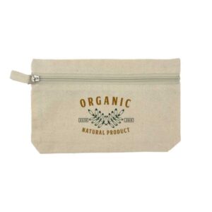 Natural Cotton Pouches with front Zipper Closure