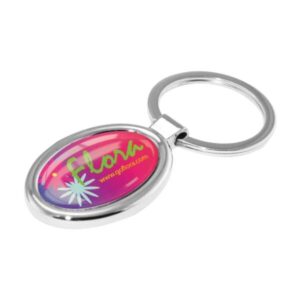 Oval Shaped Metal Keychain