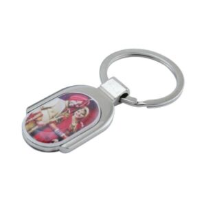 Oval Shaped Metal Keychain