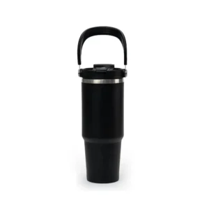 POURIO – Vacuum Insulated Stainless Steel Tumbler with Flip Straw & Carry Handle (900ml)