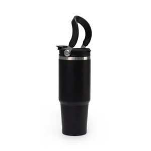 POURIO – Vacuum Insulated Stainless Steel Tumbler with Flip Straw & Carry Handle (900ml)