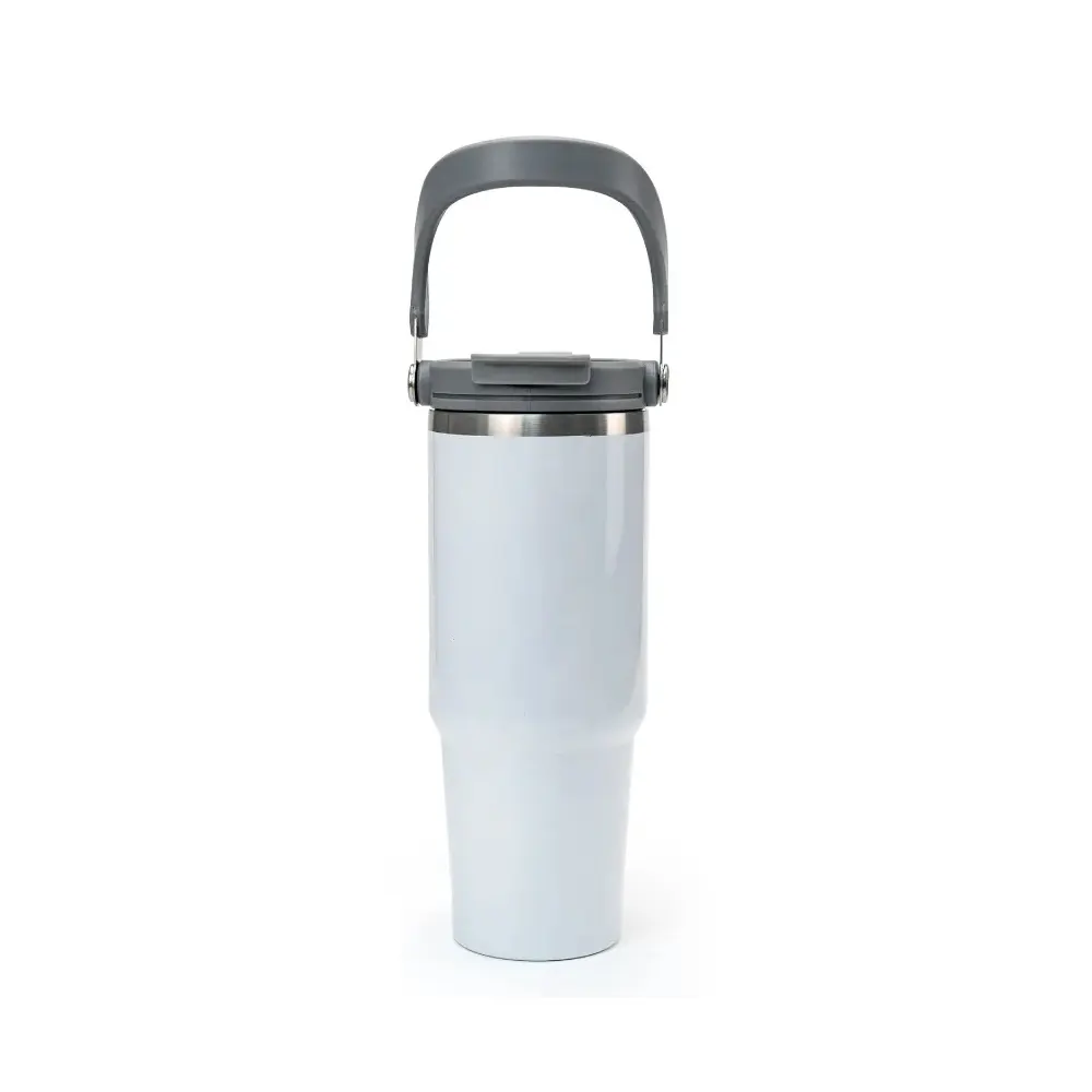 pourio vacuum insulated stainless steel tumbler with flip straw carry handle white 1 POURIO - Vacuum Insulated Stainless Steel Tumbler with Flip Straw & Carry Handle (900ml) - Image 3