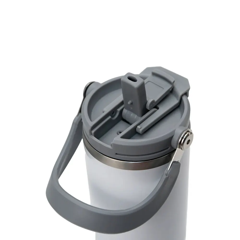 pourio vacuum insulated stainless steel tumbler with flip straw carry handle white 2 POURIO - Vacuum Insulated Stainless Steel Tumbler with Flip Straw & Carry Handle (900ml) - Image 4