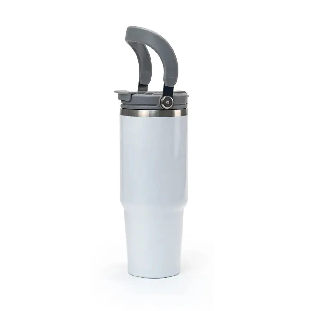 pourio vacuum insulated stainless steel tumbler with flip straw carry handle white 5 POURIO - Vacuum Insulated Stainless Steel Tumbler with Flip Straw & Carry Handle (900ml) - Image 7