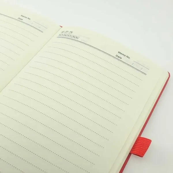 pu notebook with pen holder ST NB 39 open PU Notebook with Pen Holder - Image 3