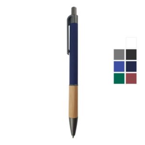 Push-Button Metal Pen with Bamboo Grip