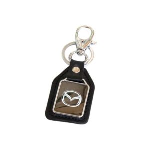 Rectangular Leather & Metal Keychain