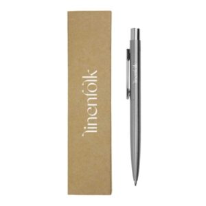 Recycled Stainless Steel Push-Button Metal Pen – Blue Ink