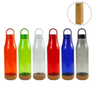 rPET Bottles with Cork Base, Twist-off Lid, Handle, 720ml