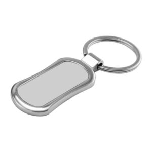 Silver Rectangular Oval Metal Keychain