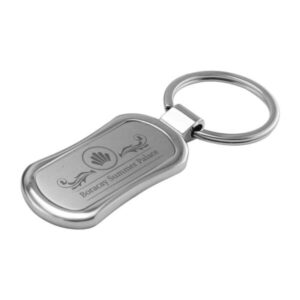 Silver Rectangular Oval Metal Keychain