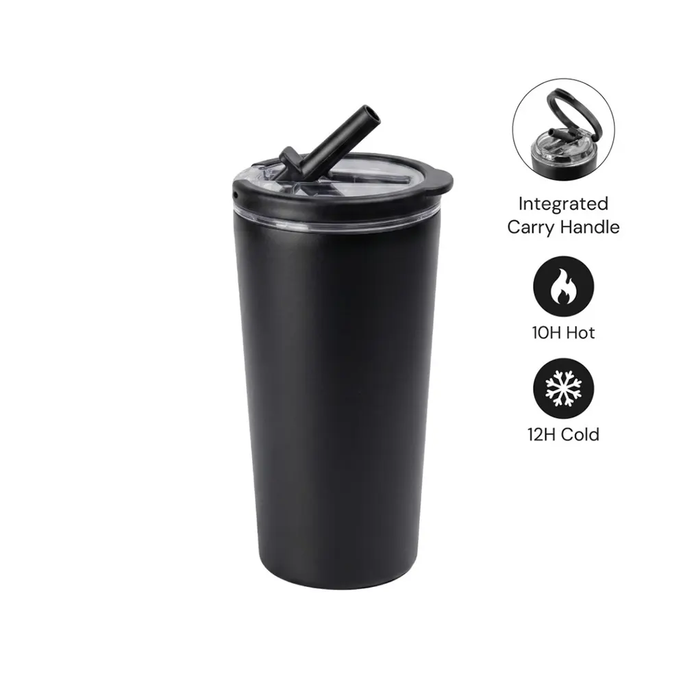 slyro vacuum insulated tumbler with flip up straw lid carry handle leakproof black 1 SLYRO - Vacuum Insulated Tumbler with Flip-Up Straw Lid & Carry Handle (600ml)