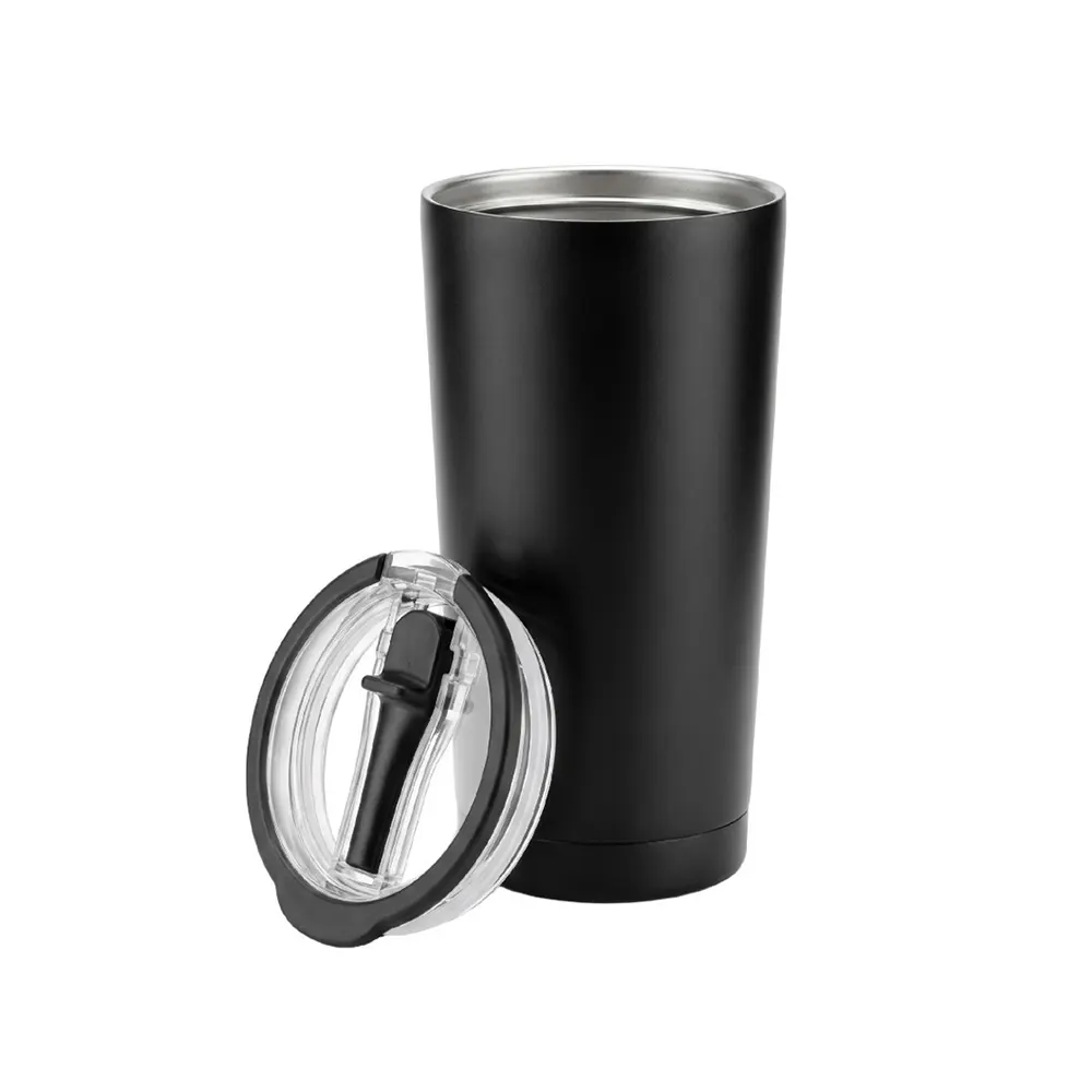 slyro vacuum insulated tumbler with flip up straw lid carry handle leakproof black 2 SLYRO - Vacuum Insulated Tumbler with Flip-Up Straw Lid & Carry Handle (600ml) - Image 2