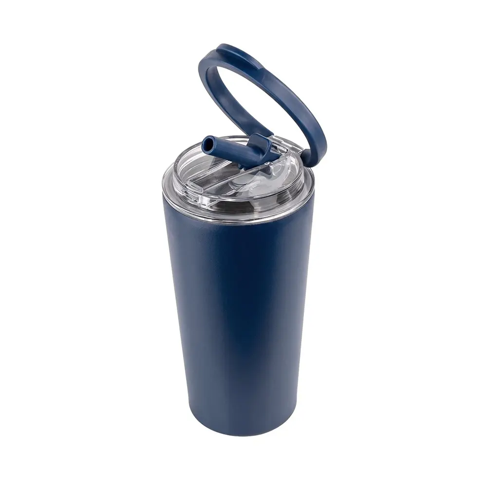 slyro vacuum insulated tumbler with flip up straw lid carry handle leakproof navyblue 2 SLYRO - Vacuum Insulated Tumbler with Flip-Up Straw Lid & Carry Handle (600ml) - Image 4